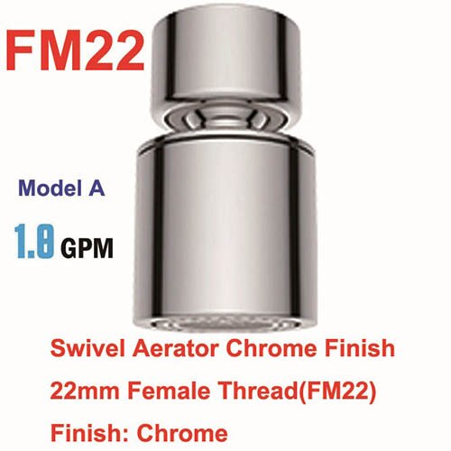 Dual-functie 2-Flow Waterbesparende Kraan Beluchter, Tap Beluchter Swivel, Aanrecht Beluchter Kraan Sproeier Hoofd Vervanging Deel: A-FM22-Swivel-Chrome