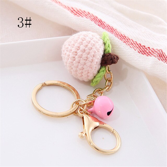 1 pz moda portachiavi forma di frutta tessuto a mano portachiavi ciondolo borsa portachiavi auto fascino Bandbag portachiavi borsa accessori regali: 3