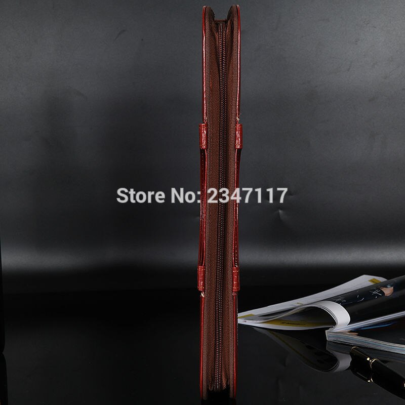 Office A4 PU Leather Zipper Portfolio Business Executive Padfolio Classification Folder Document Black Red Color Available