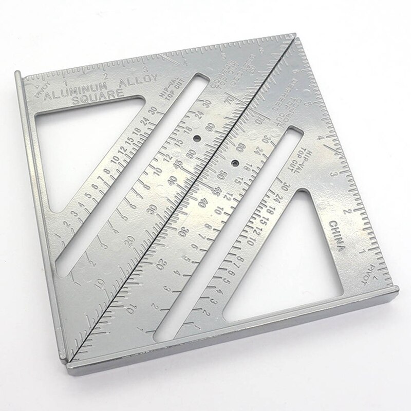 7 Inch Aluminum Alloy Measuring Ruler Gauges Speed Tri-Square Roofing Angle Protractor Woodworking Measuring Tools for Carpenter