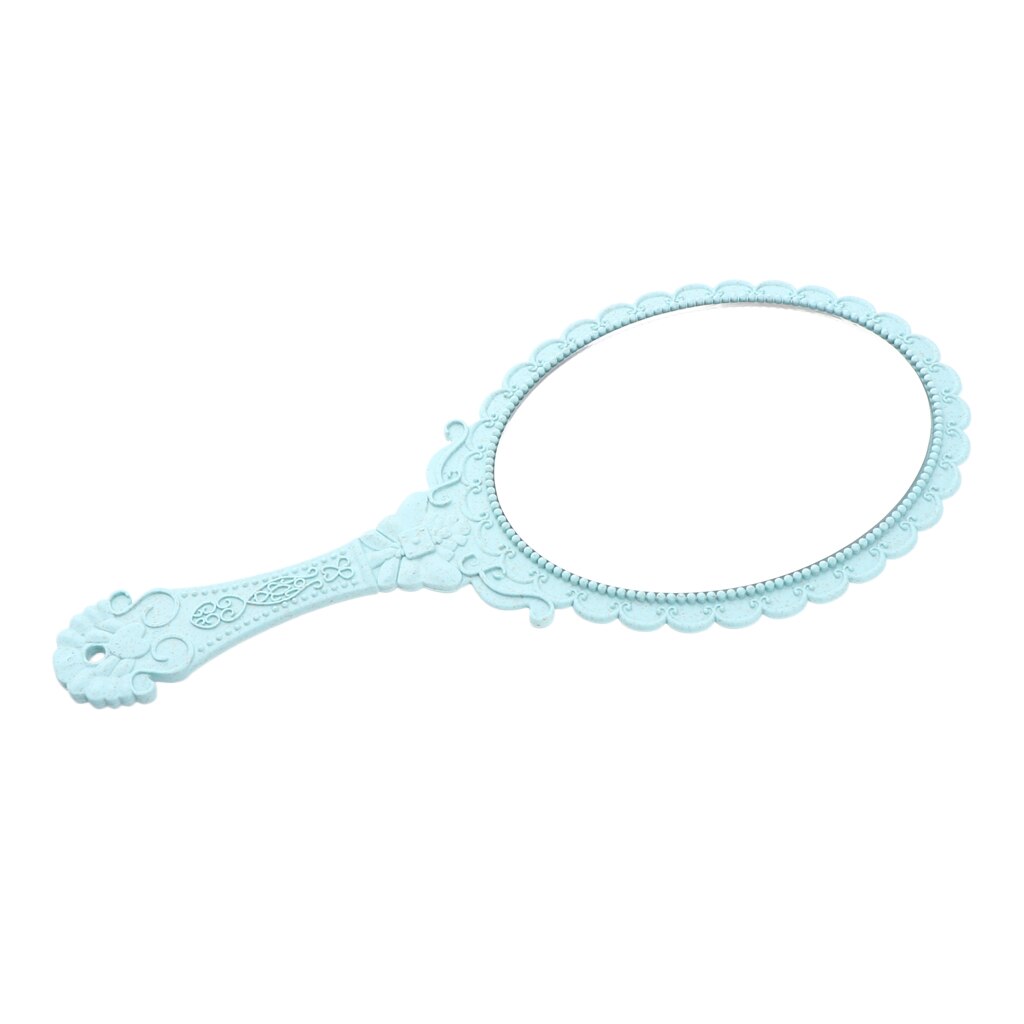 Espejo de mano antiguo con patrón de rosa en relieve para maquillaje, redondo, ovalado: Light Blue