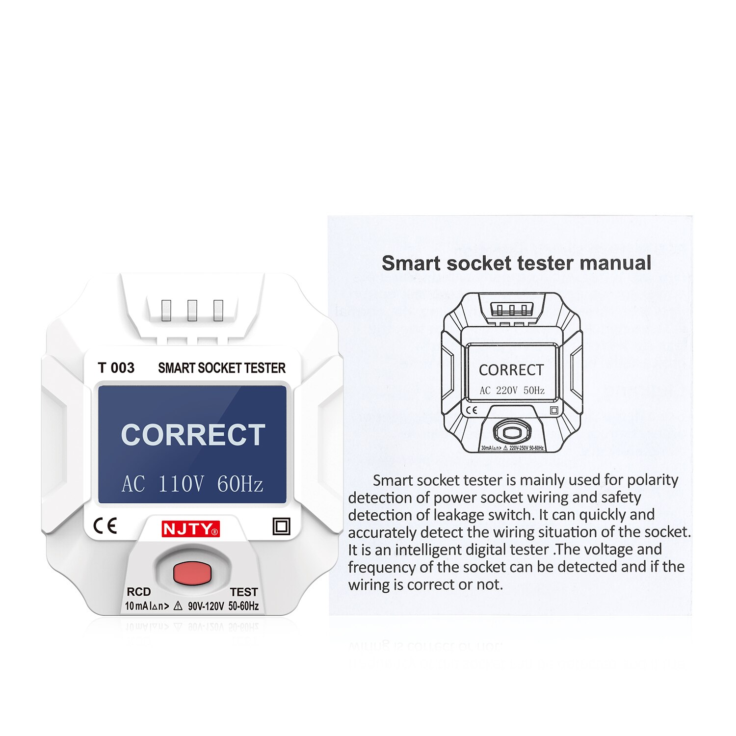 NJTY 90~120V Socket Outlet Tester Smart Socket Tester Digital Display LCD Socket Tester Circuit Polarity Detector Wall Plug