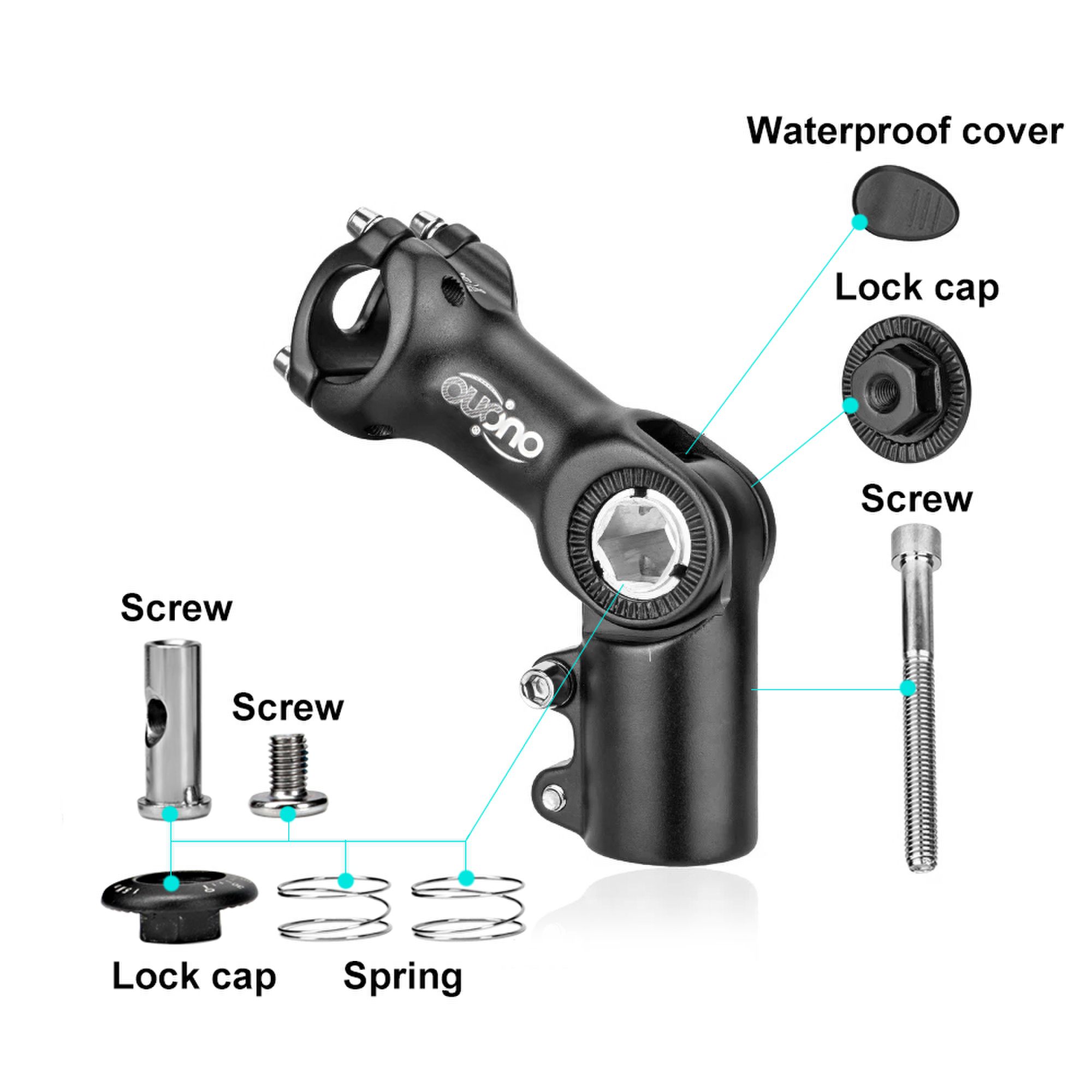 OUO MTB Attacco Manubrio Regolabile MTB potenza bicicletta Tavolo 90-180 Gradi Manubrio Della Bicicletta estensore 25.4/31.8mm Giù Stelo Estensione Doppio Blocco