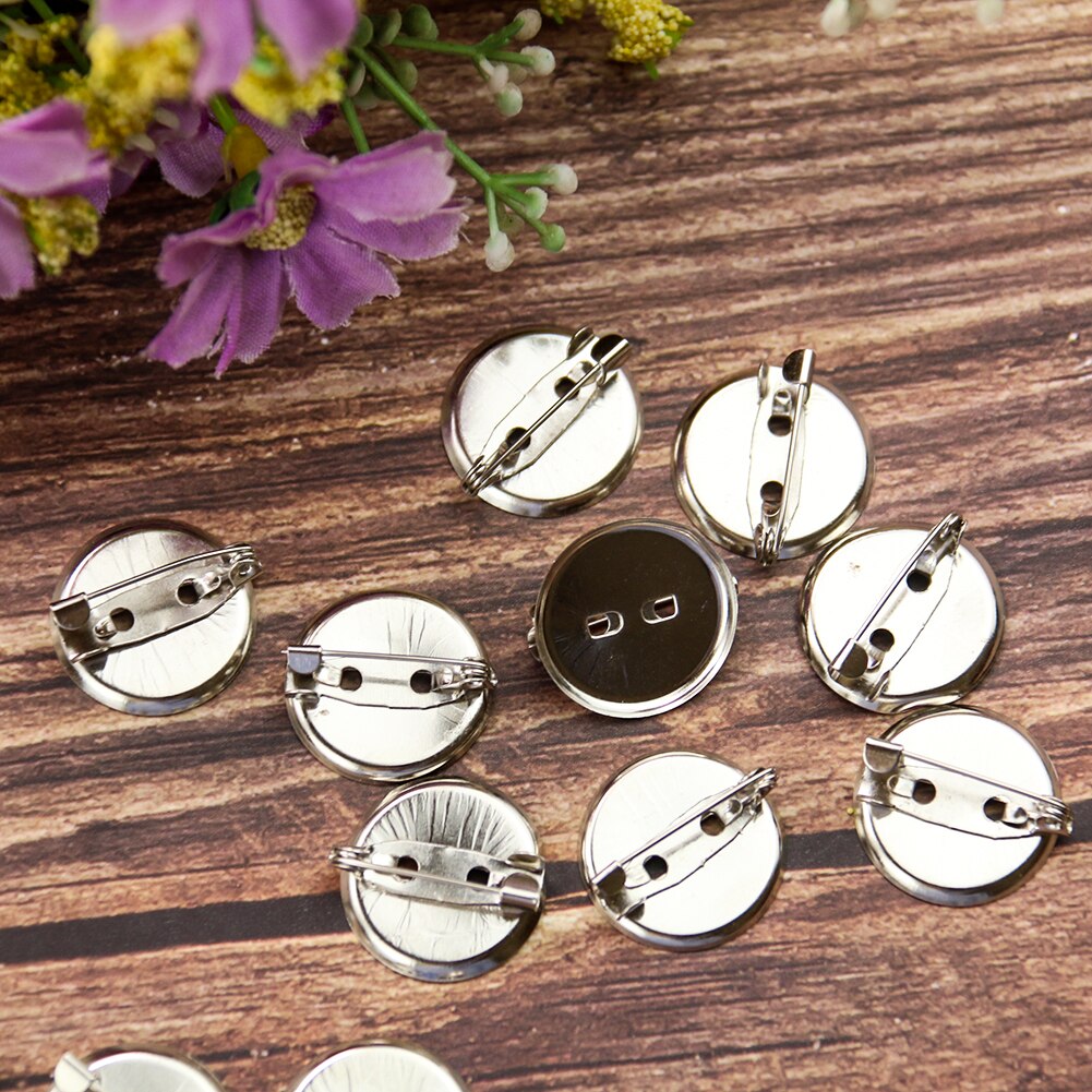 30PC metalowa okrągła tarcza broszka materiał dodatkowy instrukcja podwójnego zastosowania agrafka naciśnij klip odznaka DIY odzież robić biżuterii akcesoria
