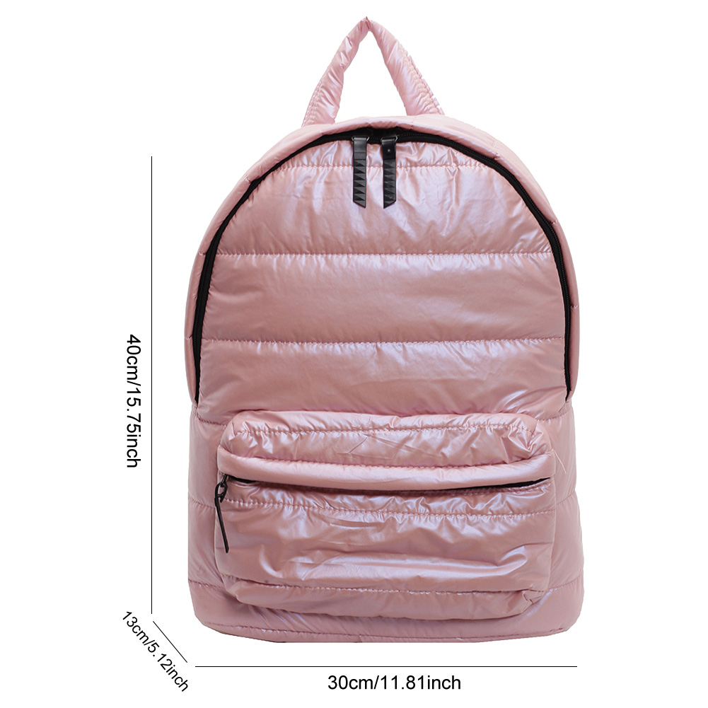 Stevige Dons Knapzak Met Grote Capaciteit Gewatteerde Rugzak Tienerstudent Schooltas Met Meerdere Zakken Puffer Katoenen Veelzijdige Boekentas: Roze