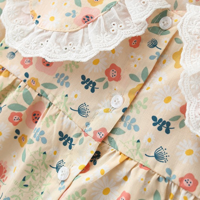 Humor Bear Baby Dress primavera autunno manica lunga New Infant Doll Collar Floarl stampato Princess Patry Dress Toddler 0-24M