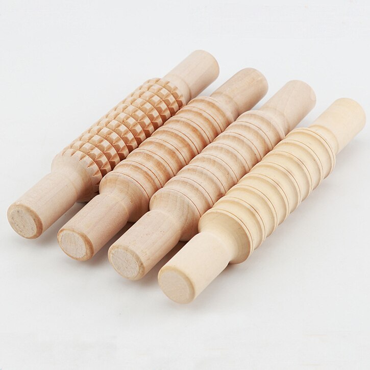 Pottery Mud Stick Pottery Ceramics Plastic Clay Carving Tools Solid Wood Printed Texture Mud Stick Mud Forming Tool
