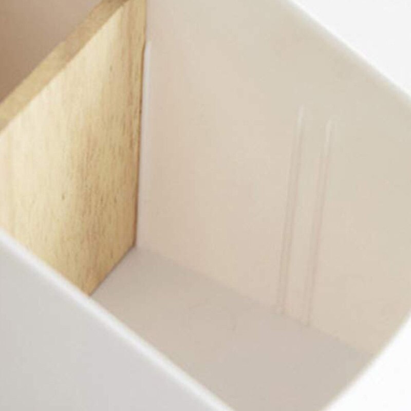 Soporte para mando a distancia de plástico y madera Caddy, desmontable, 4 compartimentos, organizador de escritorio de oficina, soporte para lápices