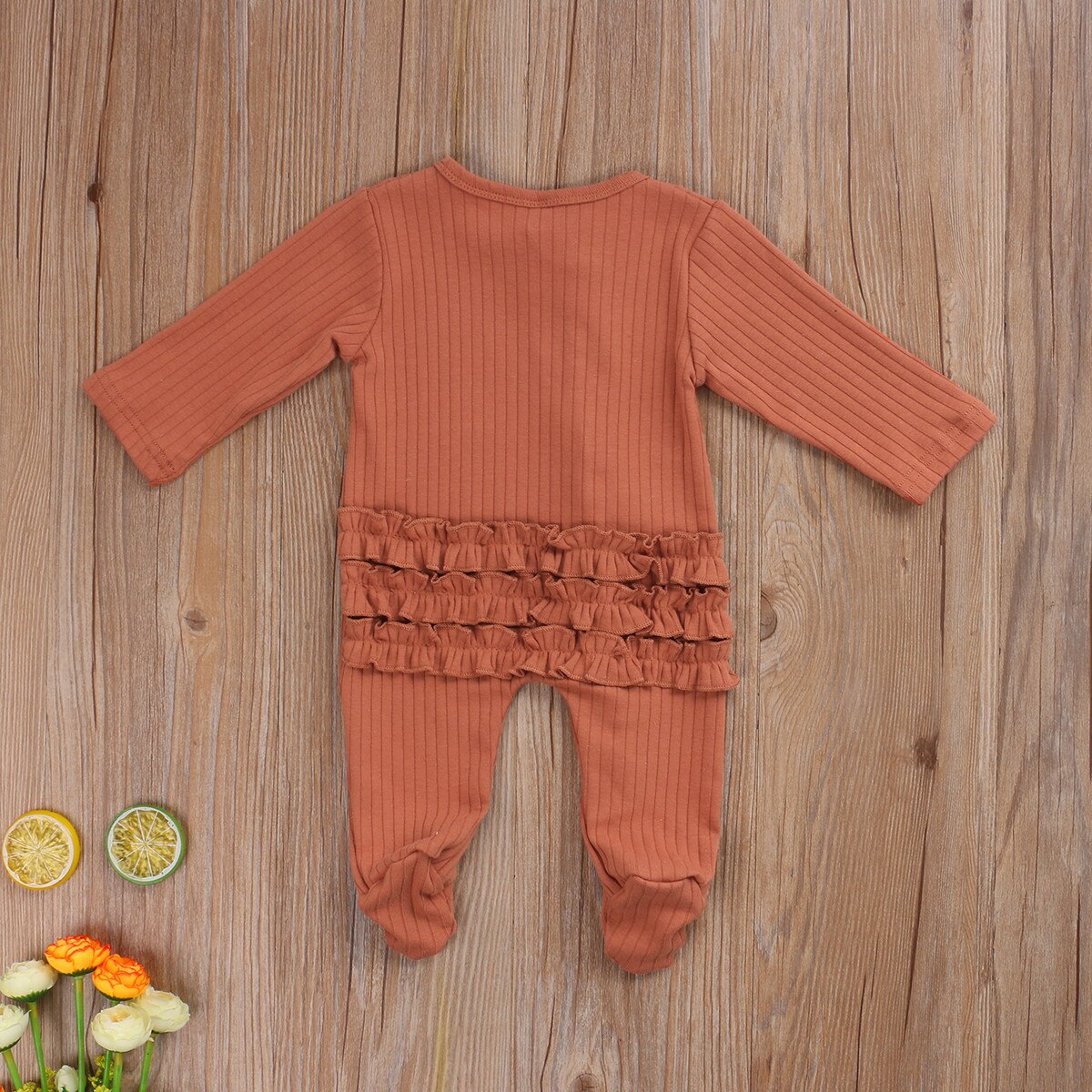 Pasgeboren Baby Meisjes Jongens Deken Dwarsliggers Solid Lange Mouwen Rits Ruches Warme Herfst Nachtkleding 0-6M