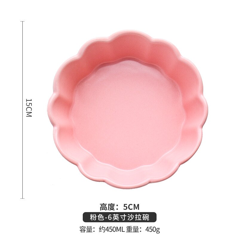 Ceramic Salad Bowl Net Red Cheese Baked Rice Baking Baking Bowl Fruit Dessert Home: Red