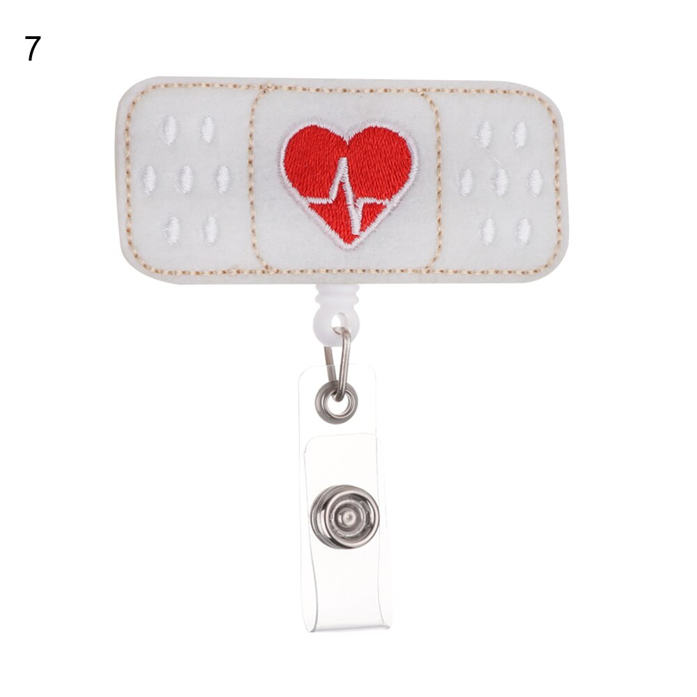 1pc klud sygeplejerske udtrækkeligt badge pull spænde hjul clip sød tegning bandage stil studerende id-kort badge holder: 7