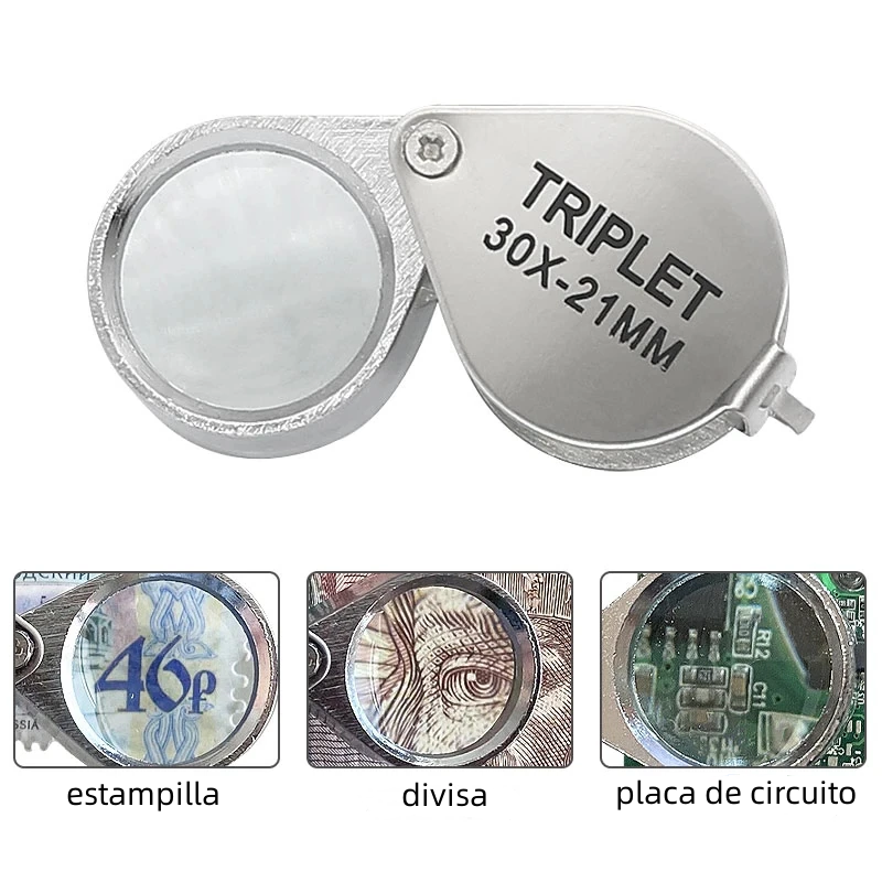 Lupa de joyería de diamante 10x-30x, herramienta de lupa de ojo, equipos de lupa, joyería de triplete