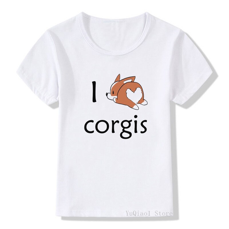 Ik Liefde Corgi Hond Animal Gedrukt Kids Kleding Grappige Grafische T-shirt Meisjes/Jongens Harakuju Kawaii Zomer Stijl Tops voor Meisjes/Jongens: 052466T / 3T