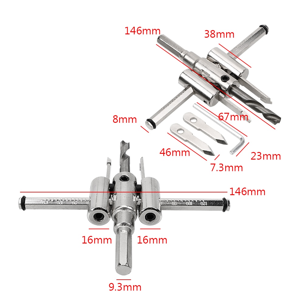 NICEYARD 40-120mm Adjustable Wood Circle Hole Saw Drill Bit Cordless Circle Cutter