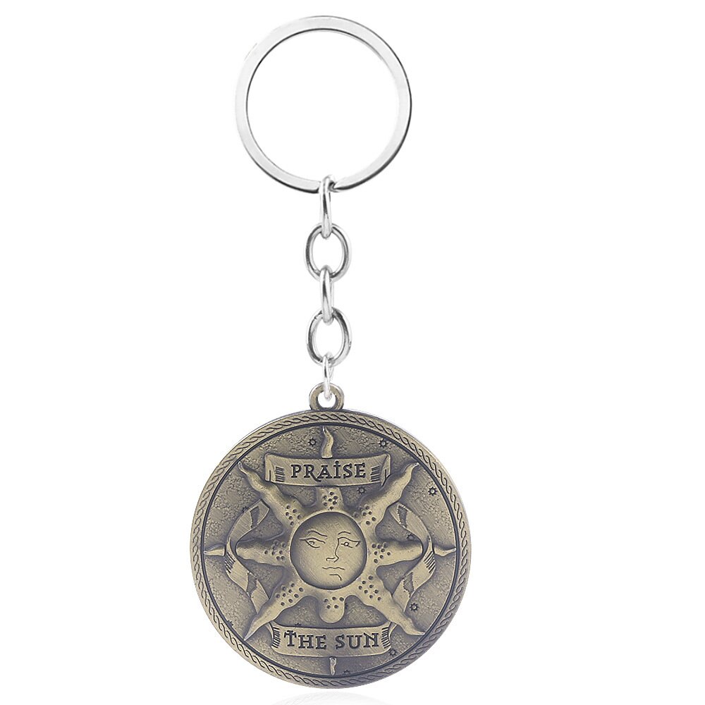 Game Dark Souls Keychain Sun Knight Shield Ornstein Artorias Sword Smough Hammer Key Chain Pendant Cosplay Jewelry: SKY BLUE