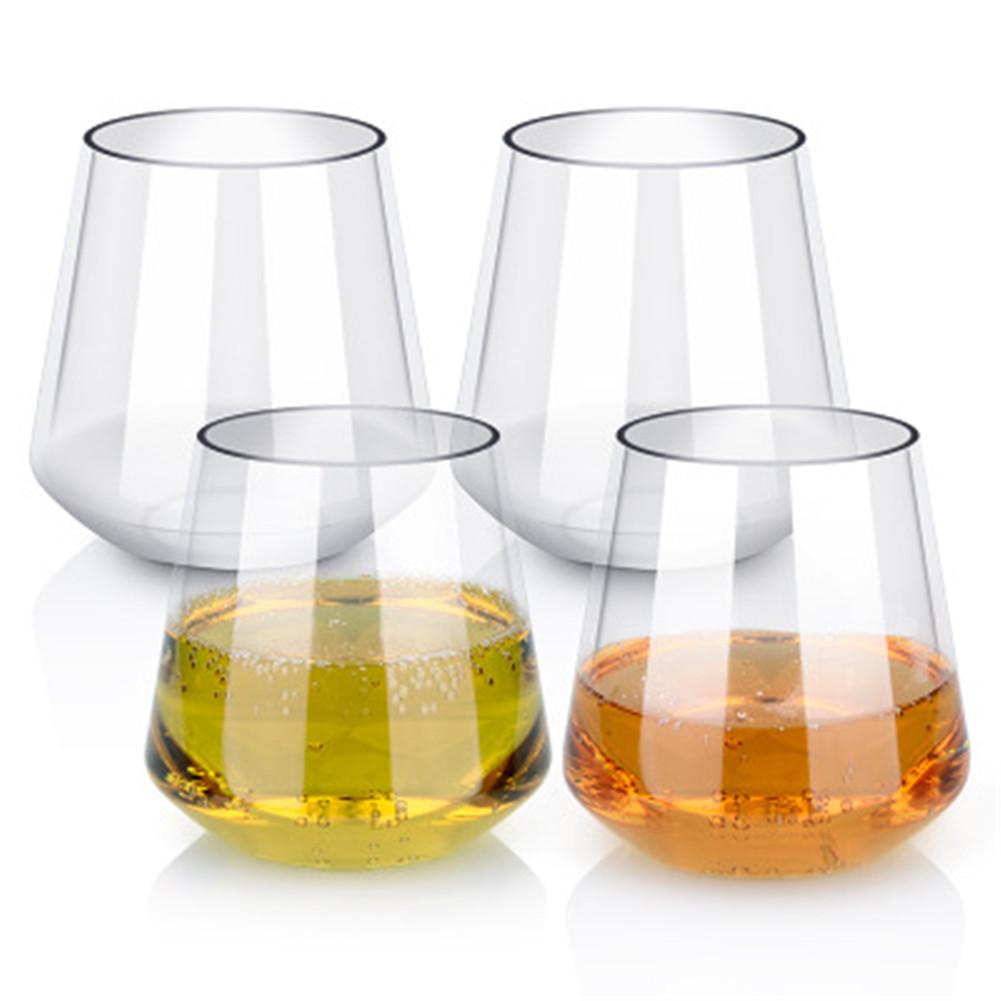 4pcs Tritan Whiskey Cup Wine Glass Set Plastic Shatterproof Wine Cup Unbreakable Wine Beer Juice Mug For Outdoor Camping Party: Default Title