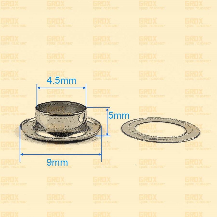 1000 sæt 9*4.5*5mm ( ydre diameter * indre diameter * højde) sølv rund øjetømring