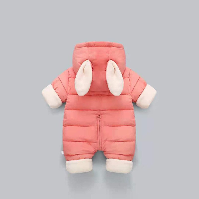 Novo nascido moda inverno engrossar crianças snowsuit algodão-acolchoado roupas da menina do bebê menino mais veludo bonito macacões bodysuit: Rosa / 73CM