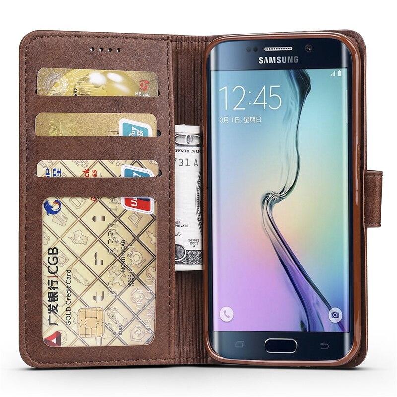 Voor Samsung Galaxy S6 Case Lederen Vintage Telefoon Case Op Funda Samsung S6 Case Flip Magnetic Wallet Case S6 Rand cover Card Slot