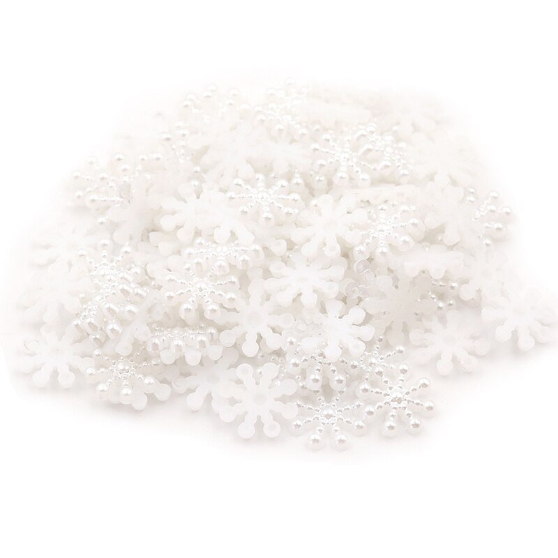 100Pcs 12Mm Witte Parel Hars Sneeuwvlok Flatbacks Versieringen Diy Telefoon Kerstversieringen Scrapbooking Ambachten: WHITE