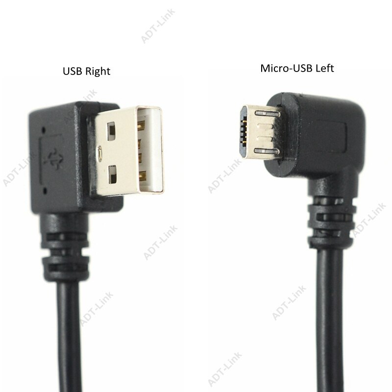 25CM korte 90 Graden Links Haaks USB 2.0 A male naar Micro USB B Male Kabel Rechts Links hoek Data Sync en Opladen Extender