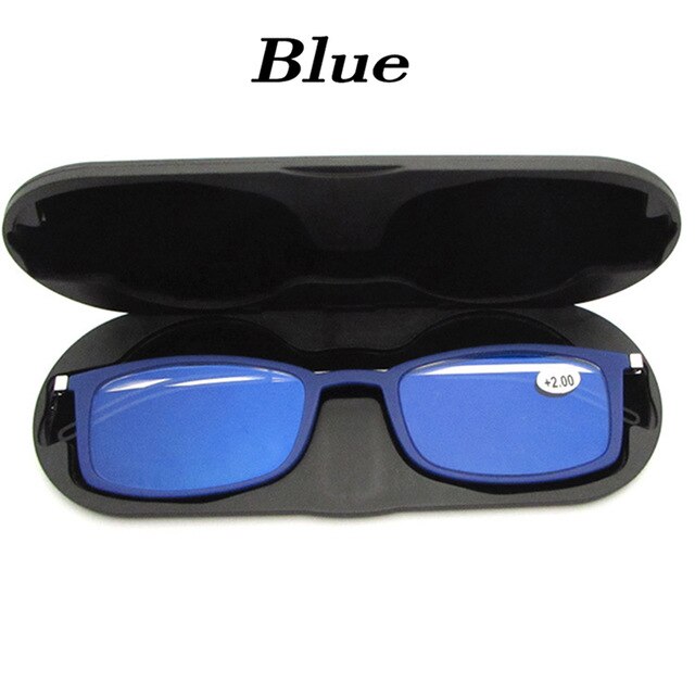 Dünne Anti-Blau Strahl Lesebrille Tragbare Platz Tr90 Brille Brillen Mit Telefon Magnetische fallen Brillen Rahmen Männer Frauen + 2: Blau / +300