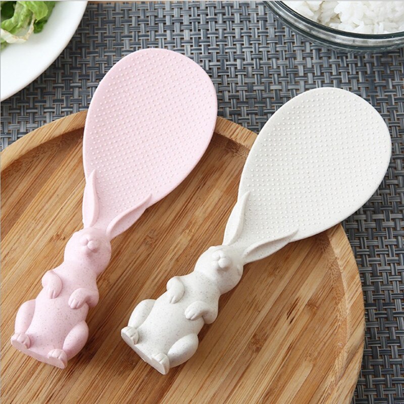 Non-stick rice spoon Vertical rice spoon Cute bunny cute kitchen tools Wheat straw korea rice spoon various colors