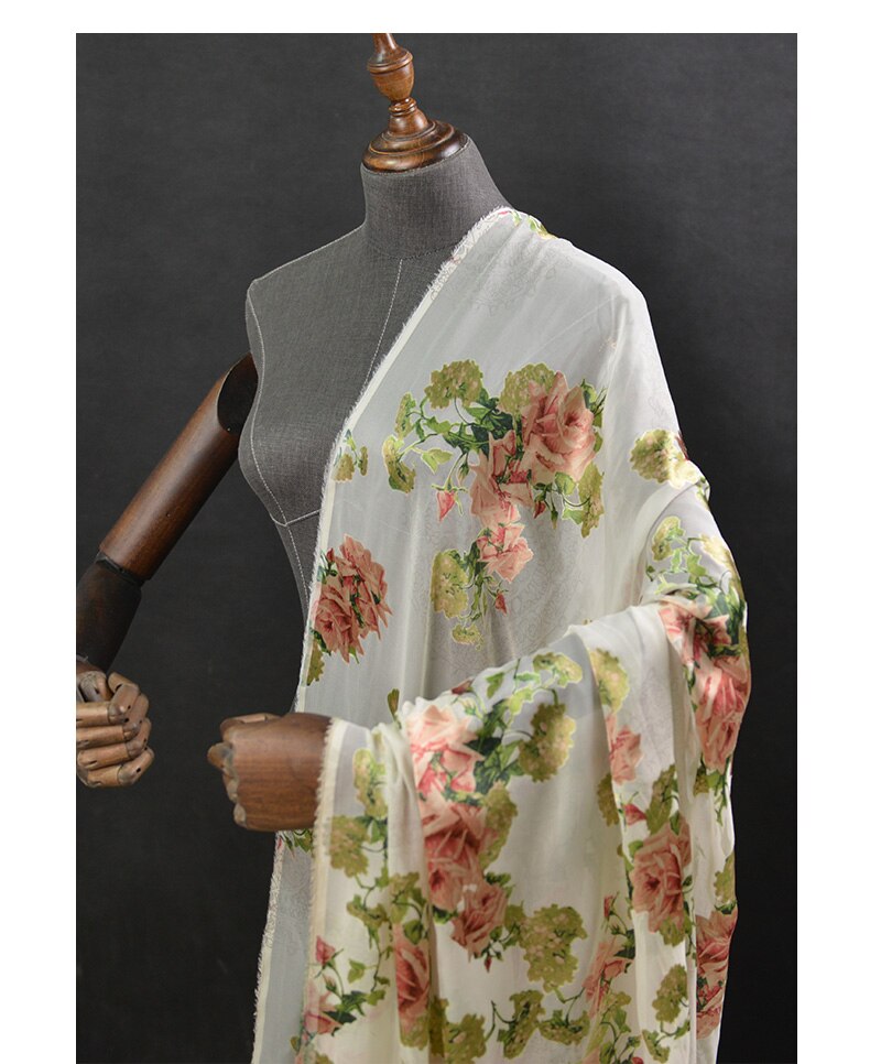 100cm * 135cm elegancka jedwabna wypalenie gaza tkanina 3D kwiatowa jedwabna materiał koronki na suknię ślubną