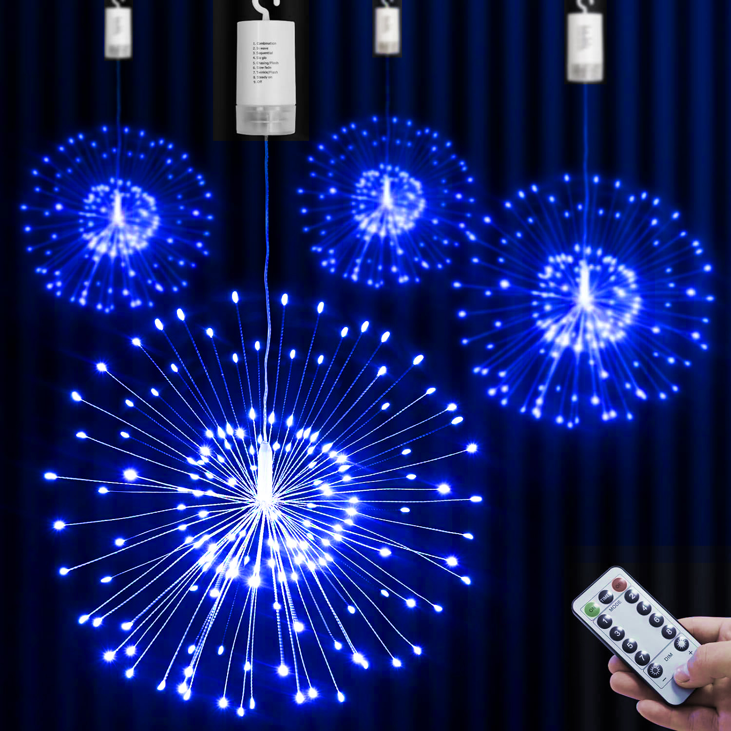 150/200 LED String Fairy Lichter Hängen Starburst Lampe DIY Feuerwerk Weihnachten Girlande Festival Dekoration Fernbedienung Funkeln Lichter: RGB / W