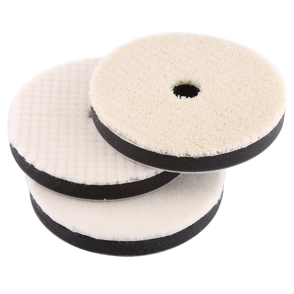 Esponja de lana para pulir y encerar, almohadilla de 3 piezas para pulir el coche, almohadilla para encerar: 7inch