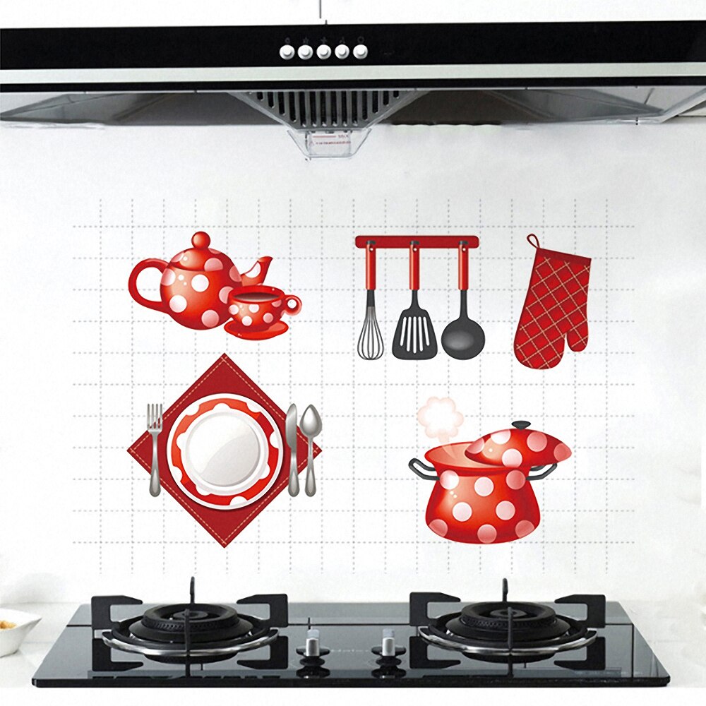 Kitchen Wall Stickers Aluminum Foil Self Adhesive Wall Decal Waterproof Oil Proof Murals Home Decor Room Decoration
