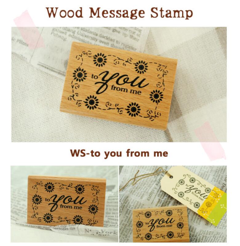 1 unidad/lote, sello de madera con mensaje de bendición, DIY con amor, gracias por la decoración de colección de recortes, 5 diseños exclusivos