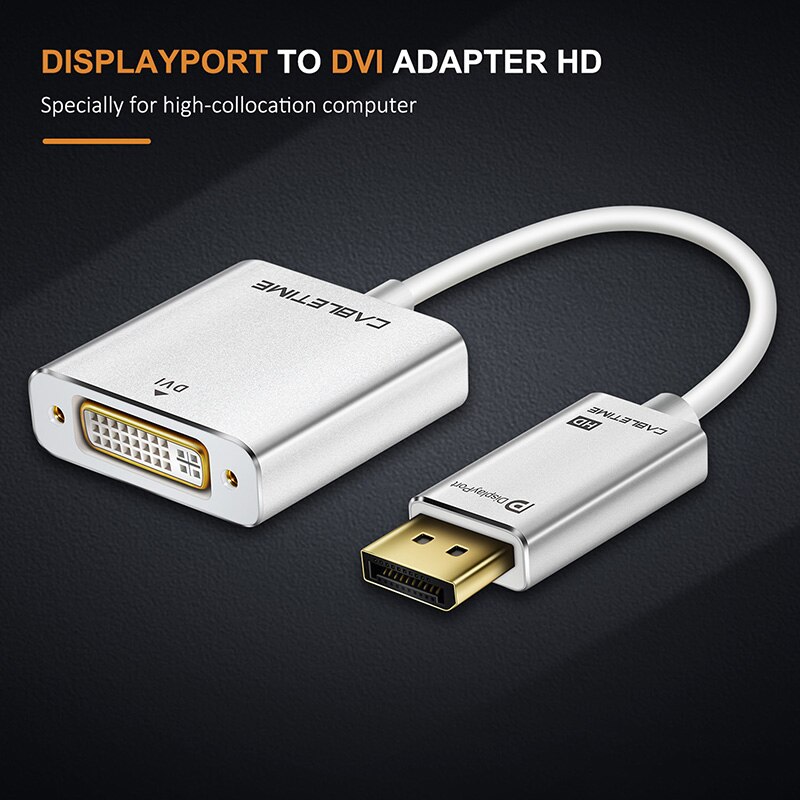 Kabeltid displayport til dvi adapter han til hun aktiv dp konverter til dvi extension 1080p 3d til hdtv pc projektor  c080
