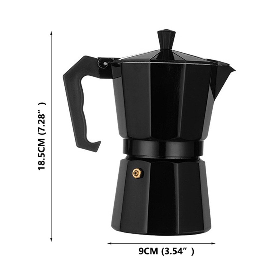 Ttlife aluminium mokka kaffekanne italiensk kaffetrakter bærbar kaffekoker kjøkken kaffekanner: 300ml svarte