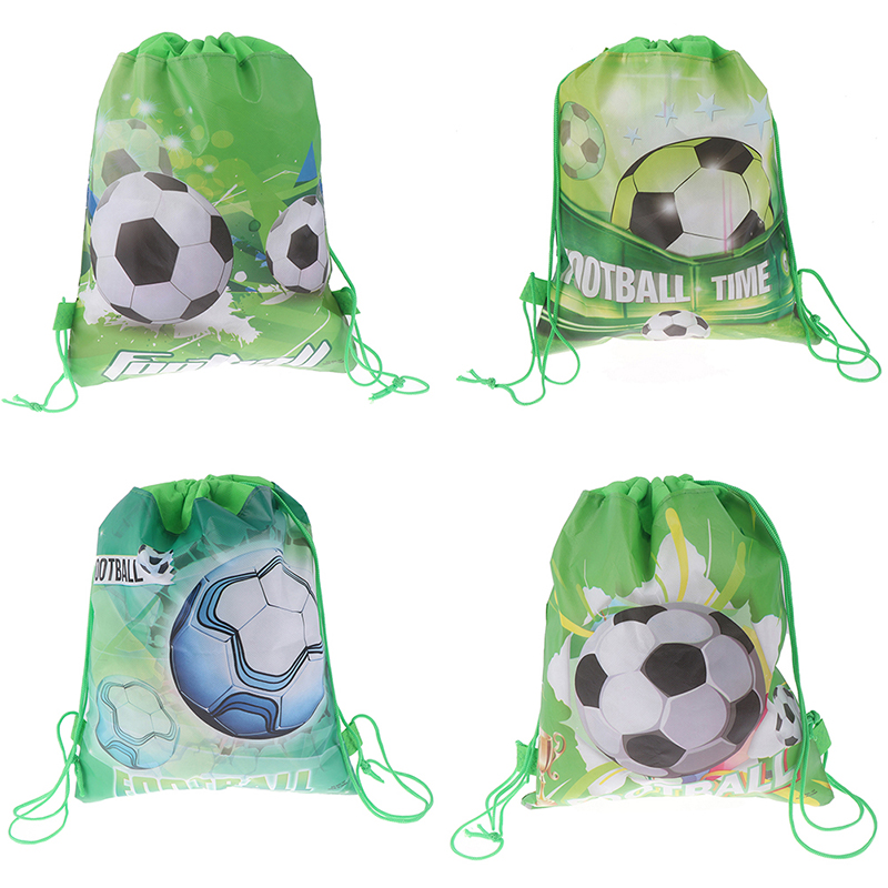 1pc Cartoon Drawstring Backpack Non-woven Fabrics Football Drawstring Bags Kids Boys Backpack Shoes Clothes Storage Bags