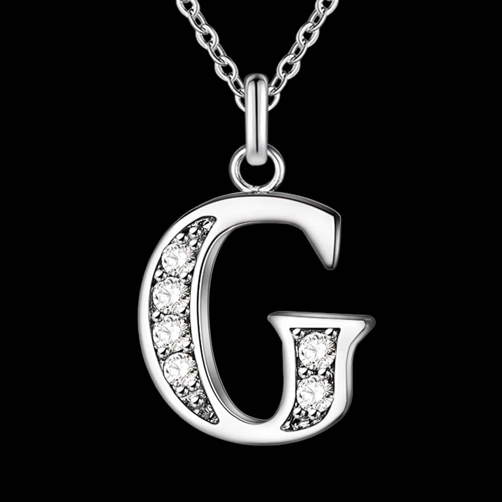 Letter A-S silver plated Necklace, Stamp 925 silver jewelry Pendant /XYLQNNAG XYLQNNAG: G