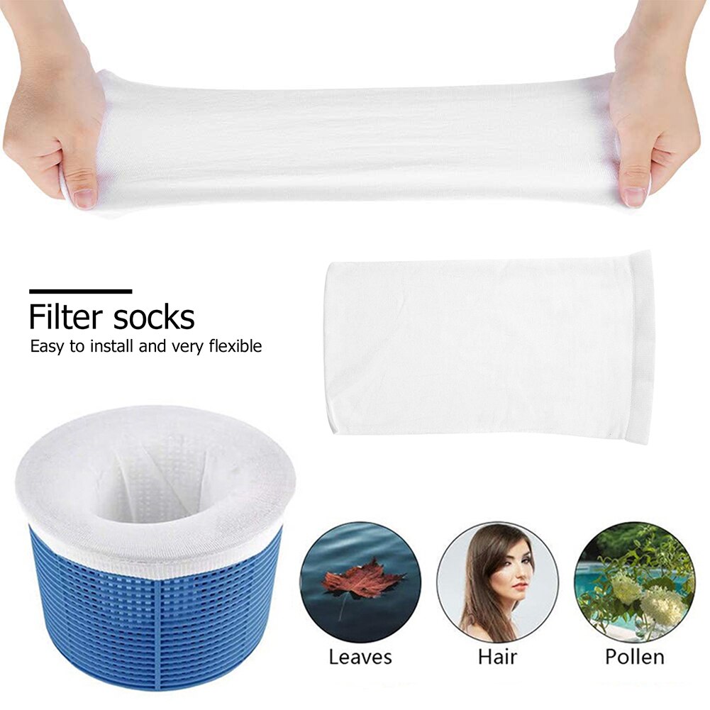 5/10/15/20 pièces/ensemble Filtre Stockage Piscine Skimmer Chaussettes En Nylon de Filtre de Piscine Chaussettes Pour Paniers Écumoires Blanc Piscine D'approvisionnement