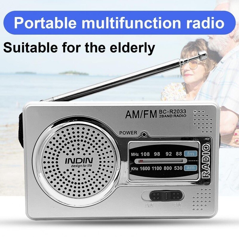 AM FM Radio Telescopic Antenna Full Band Portable Radio Receiver Retro FM World Pocket Radio Player for Elder R2033