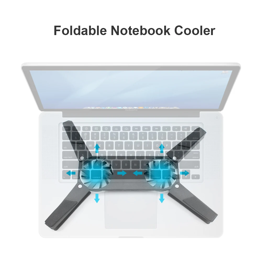 Składana podkładka chłodząca do laptopa z podwójnymi wentylatorami Stojak na laptopa Zasilany przez USB do notebooka 7-15 cali Uchwyt chłodnicy z wyświetlaczem LCD