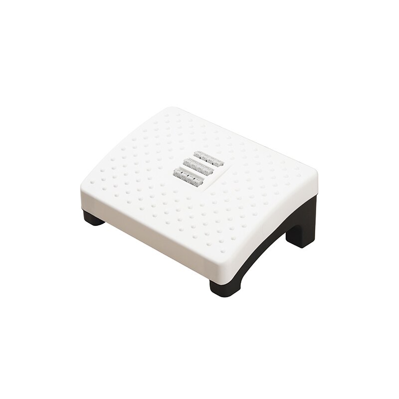 Reposapiés con rodillo, taburete inclinado de masaje, antideslizante, textura sólida y estable para juegos de oficina y baño: White black