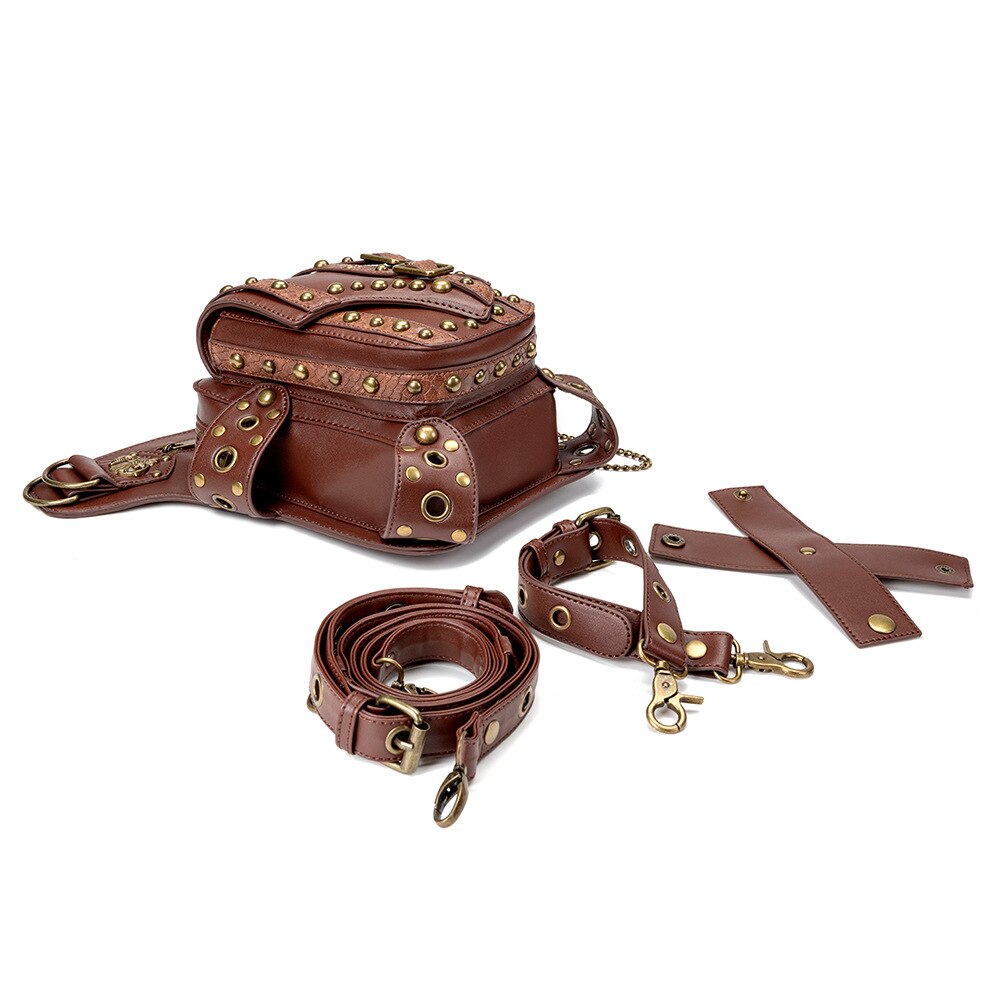Punk rock motorsykkel kjede bag kvinnelig skulder messenger bag mannlig midje bag