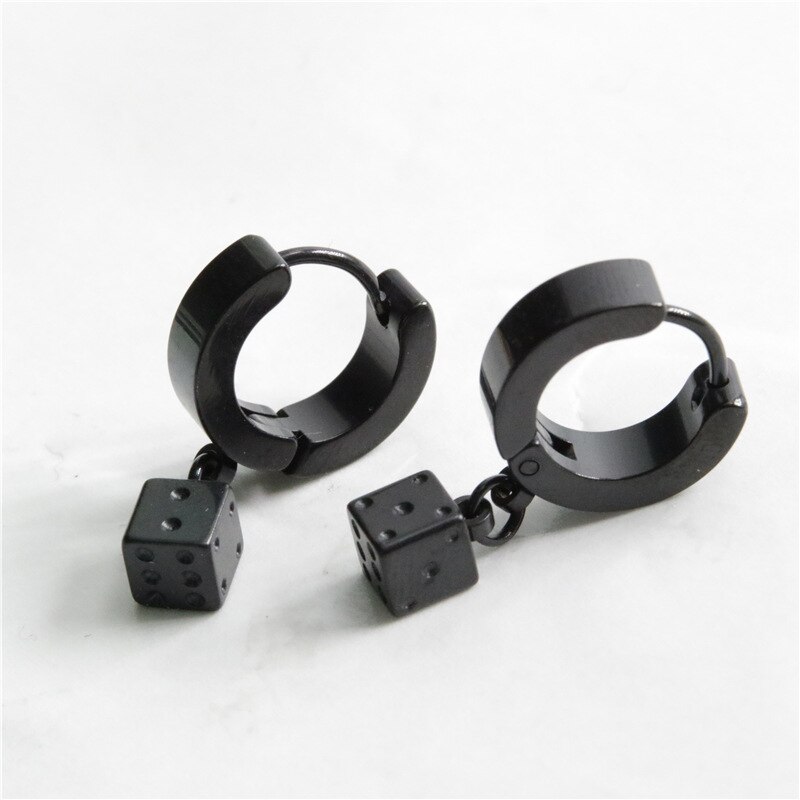 Black Punk Stainless Steel Women Men Hoop Earrings Small Trendy Round Cross Pendants Jewelry Accessories Earrings: Style 43