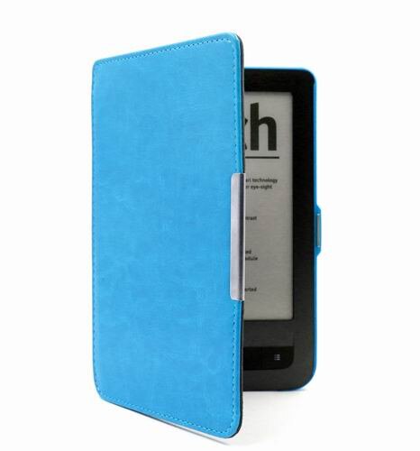 Gligle Tablet leather case cover voor Pocketbook Touch/Touch lux 622/623 Ereader shell 50 stks/partij: light blue