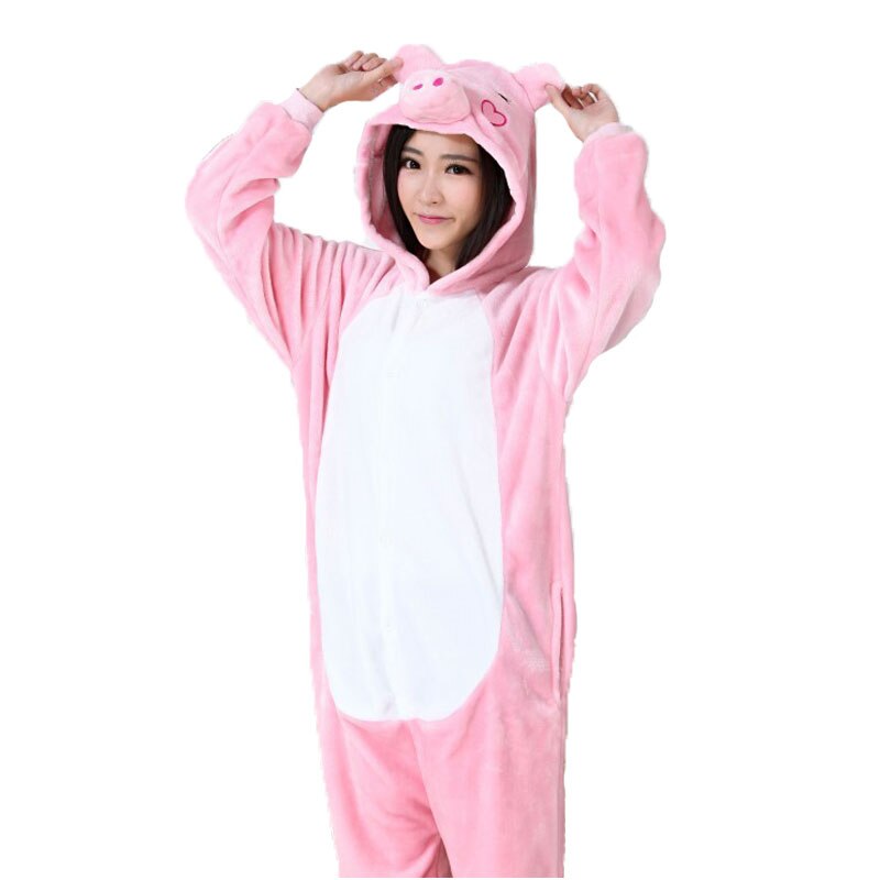 Kigurumi – pyjama pour femmes, , rose, cochon, flanelle, vêtements chauds, salopette douce, combinaisons Cosplay amusantes pour filles