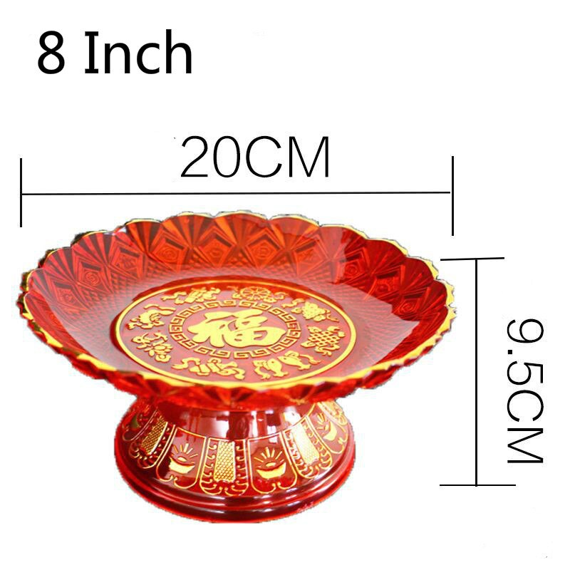 Chinese Karakter &quot;Fu&quot; Crystal Fruit Lade Plastic Lade voor Boeddhistische Boeddhistische Levert Woonkamer Meubels 10 Cm Hoge: 8Inch