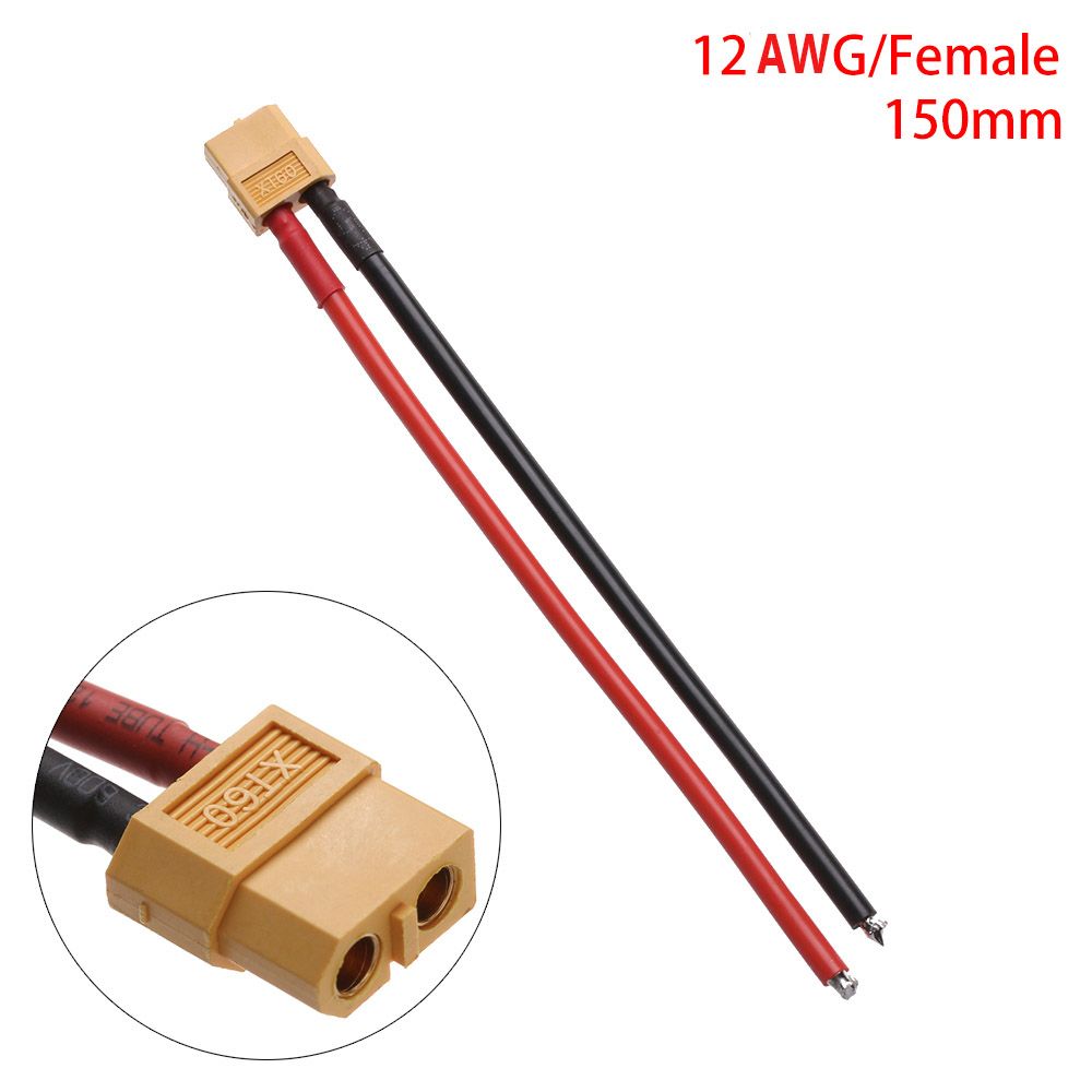 XT60 Connector Female / male 10CM/15CM XT60 Battery Male Female Connector Plug with Silicon 12 AWG/14 AWG Wire: Burgundy