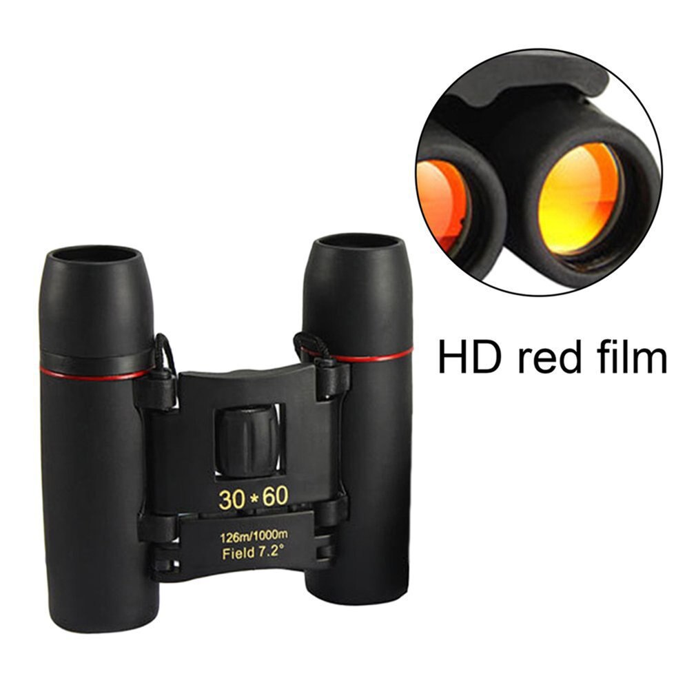 30X60 Mini HD Binocolo Telescopio Ottico Zoom Esterno Piegante di Viaggi Telescopio Nero