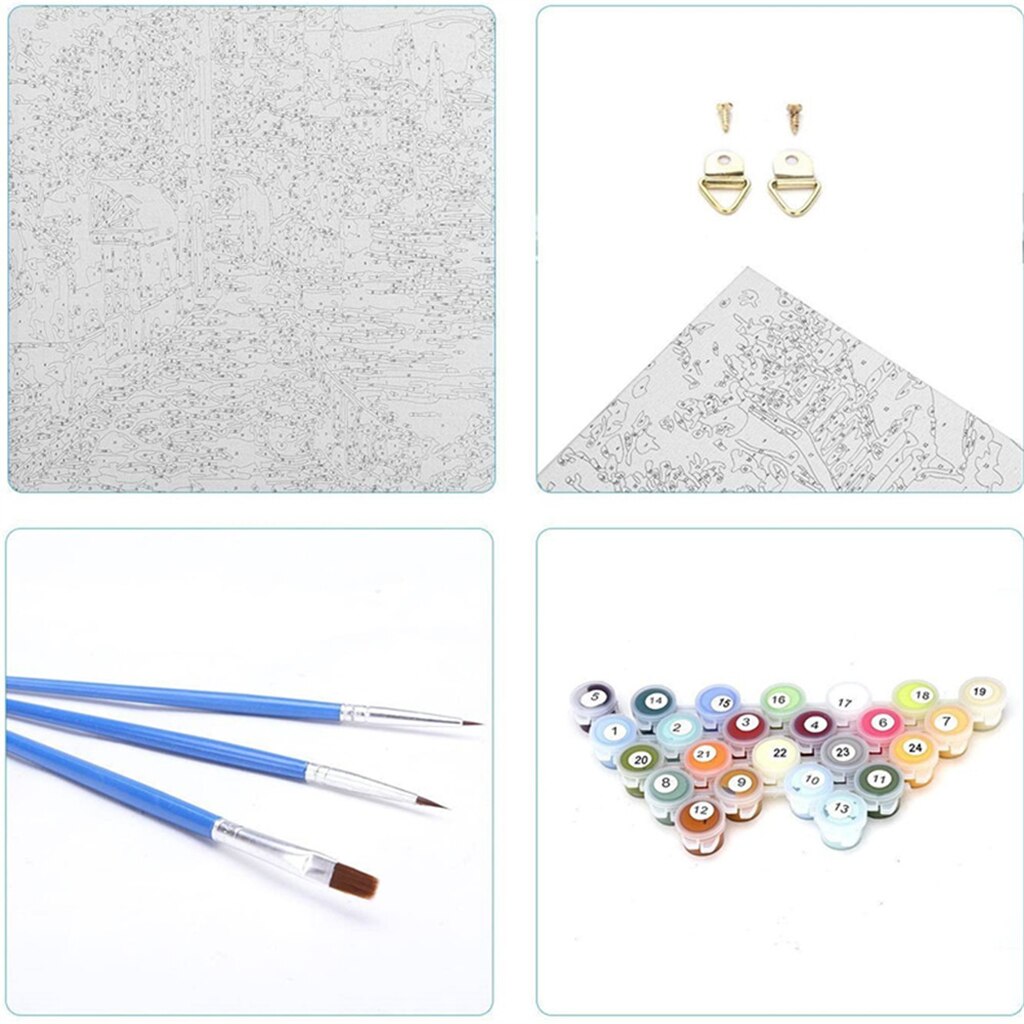 Kit de pintura por números DIY, pintura al óleo sobre lienzo, arte de pared para niños principiantes