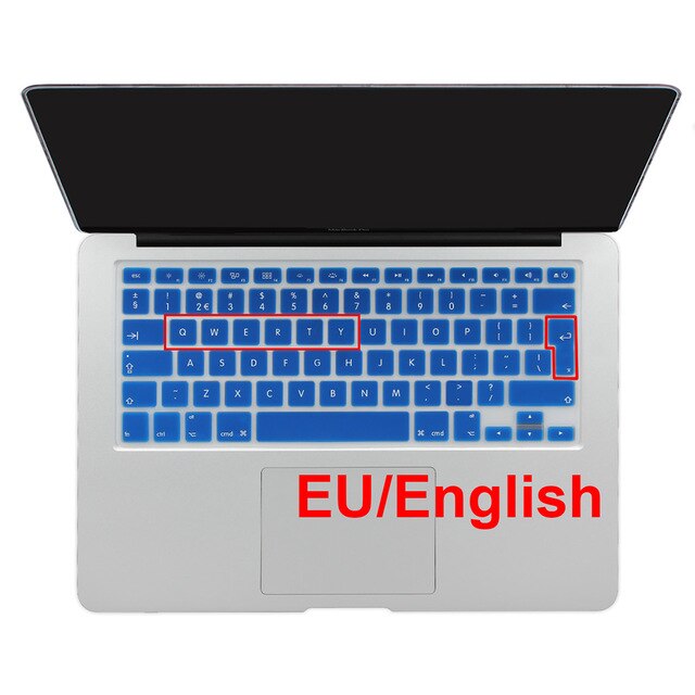 Eu/dk engelsk tastatur farve engelsk bogstavtastatur cover hudbeskytter til apple macbook air pro retina 13 15 17 til mac air