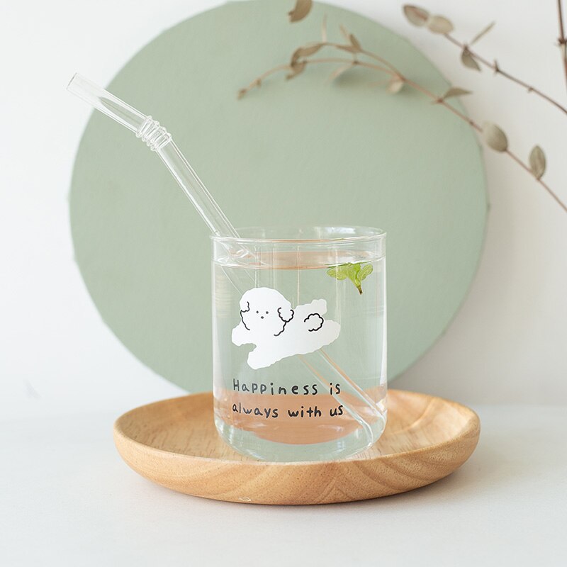 300ml koreanska tecknade glasborosilikat värmebeständig kaffemugg hushållsfrukost mjölkmuggar juice kopp hem drinkware